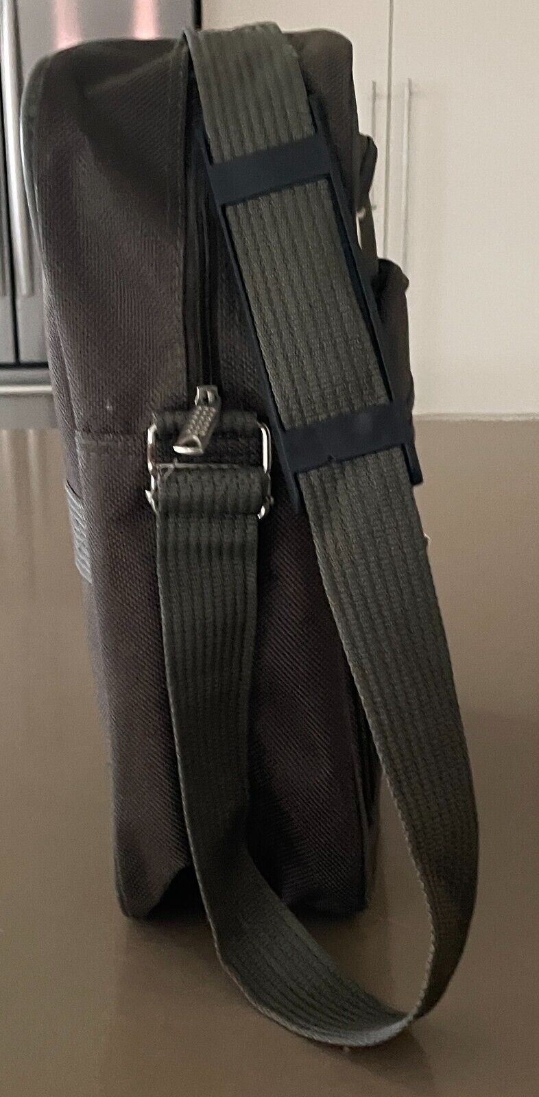 CABIN BAG Khaki Green Nylon Travel Overnight w Shoulder Strap Oblong Shape