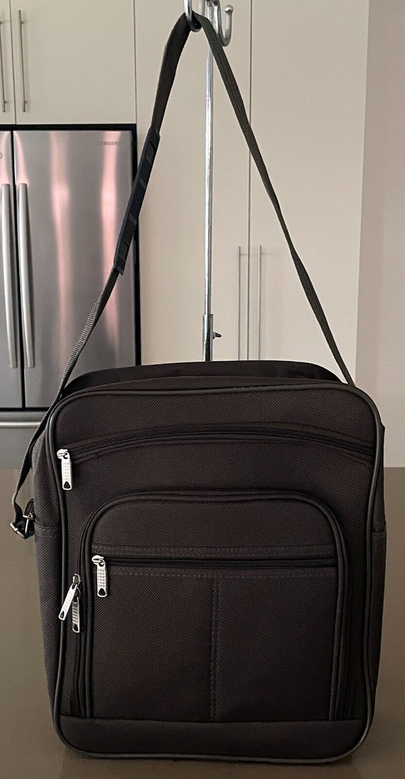 CABIN BAG Khaki Green Nylon Travel Overnight w Shoulder Strap Oblong Shape
