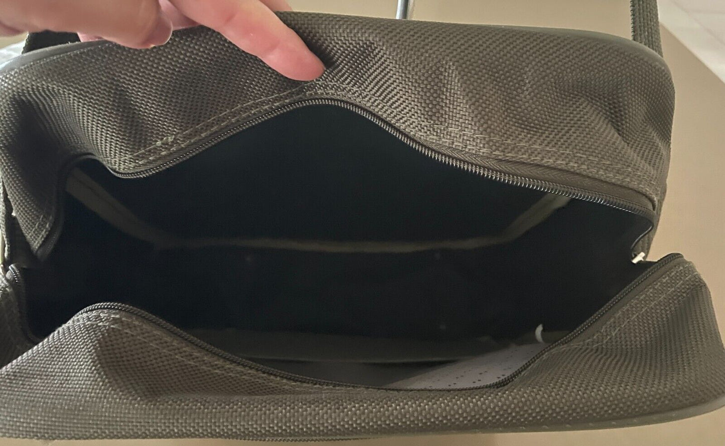 CABIN BAG Khaki Green Nylon Travel Overnight w Shoulder Strap Oblong Shape