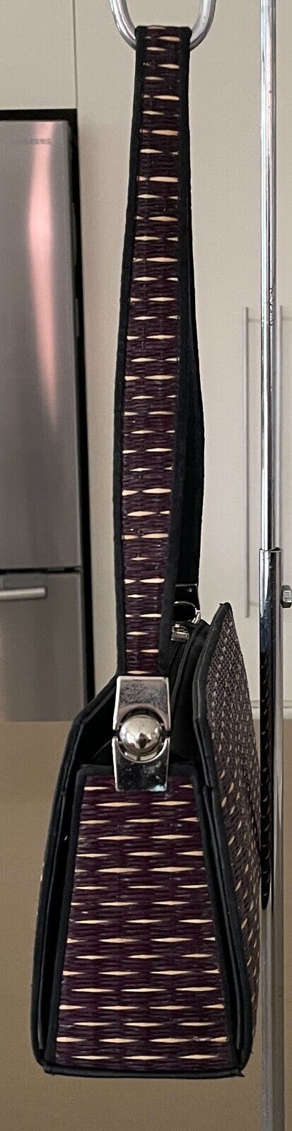 SHOULDER BAG Woven Purple & Beige Woven Rectangle  Handbag Gorgeous Unique