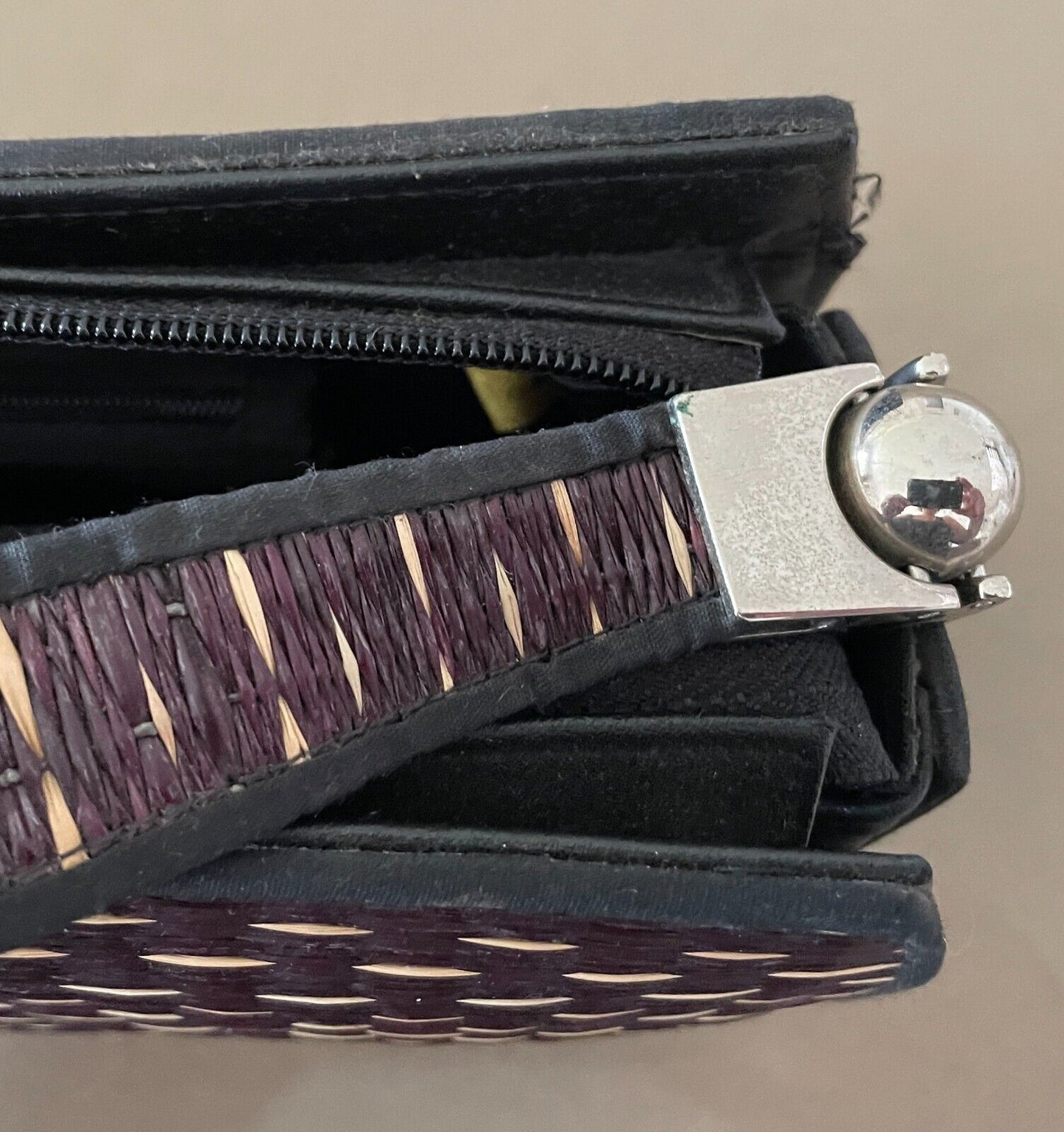 SHOULDER BAG Woven Purple & Beige Woven Rectangle  Handbag Gorgeous Unique