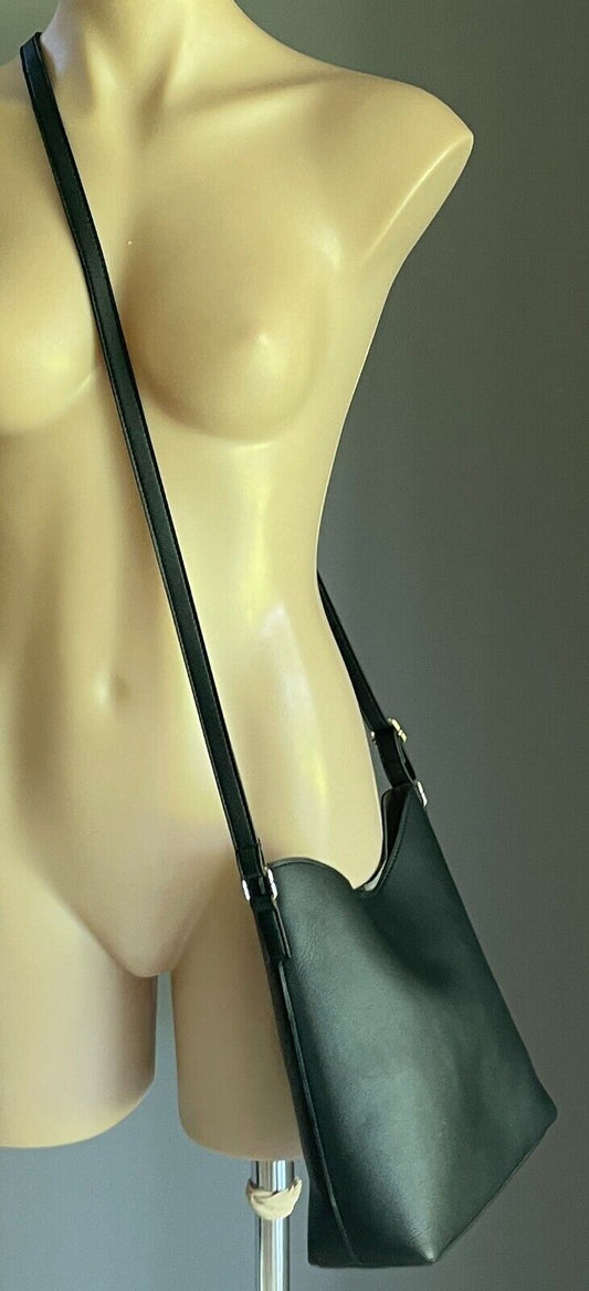 SHOULDER BAG Black Pleather Crossbody Ladies Medium Handbag