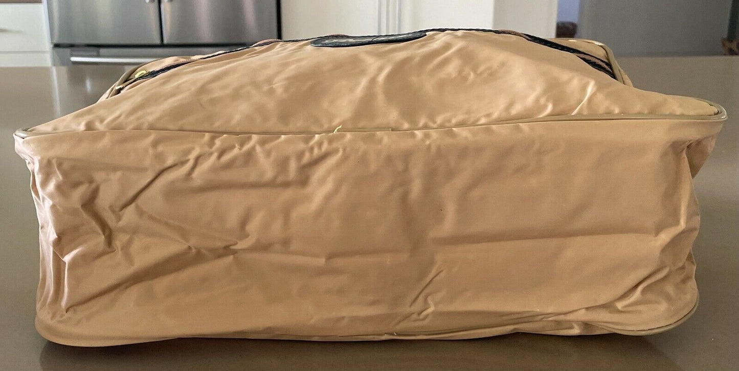 ROMA Cabin Bag Beige & Brown Nylon Hold All Travel Overnight Shoulder Strap NEW
