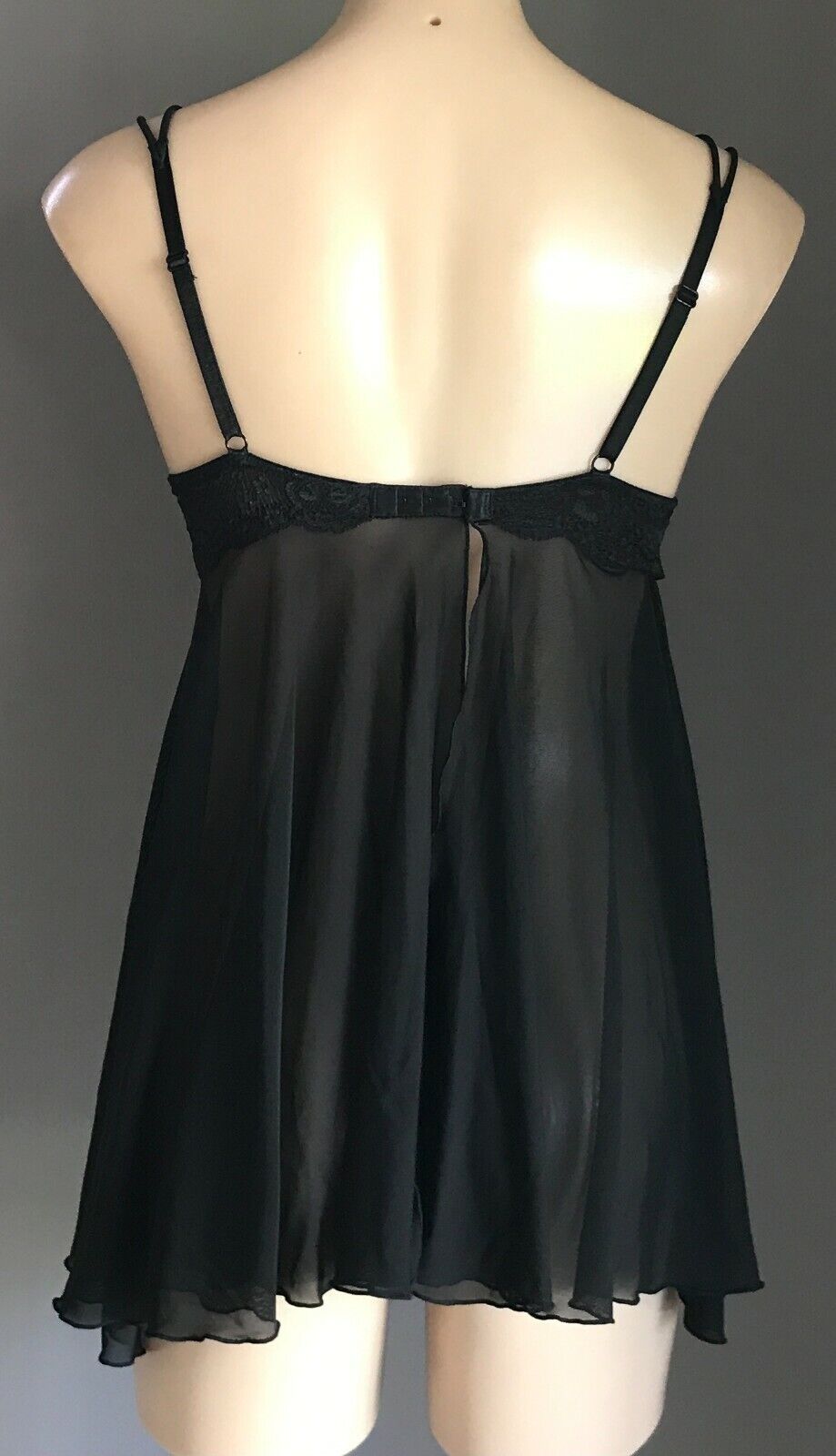 BRAS N THINGS "Larissa" Sexy Chemise Black Mesh Net Lace BabyDoll Lingerie 10 BC