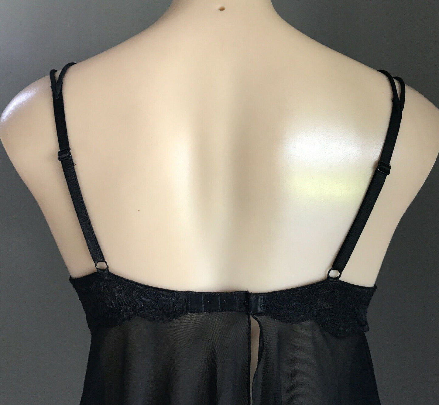BRAS N THINGS "Larissa" Sexy Chemise Black Mesh Net Lace BabyDoll Lingerie 10 BC