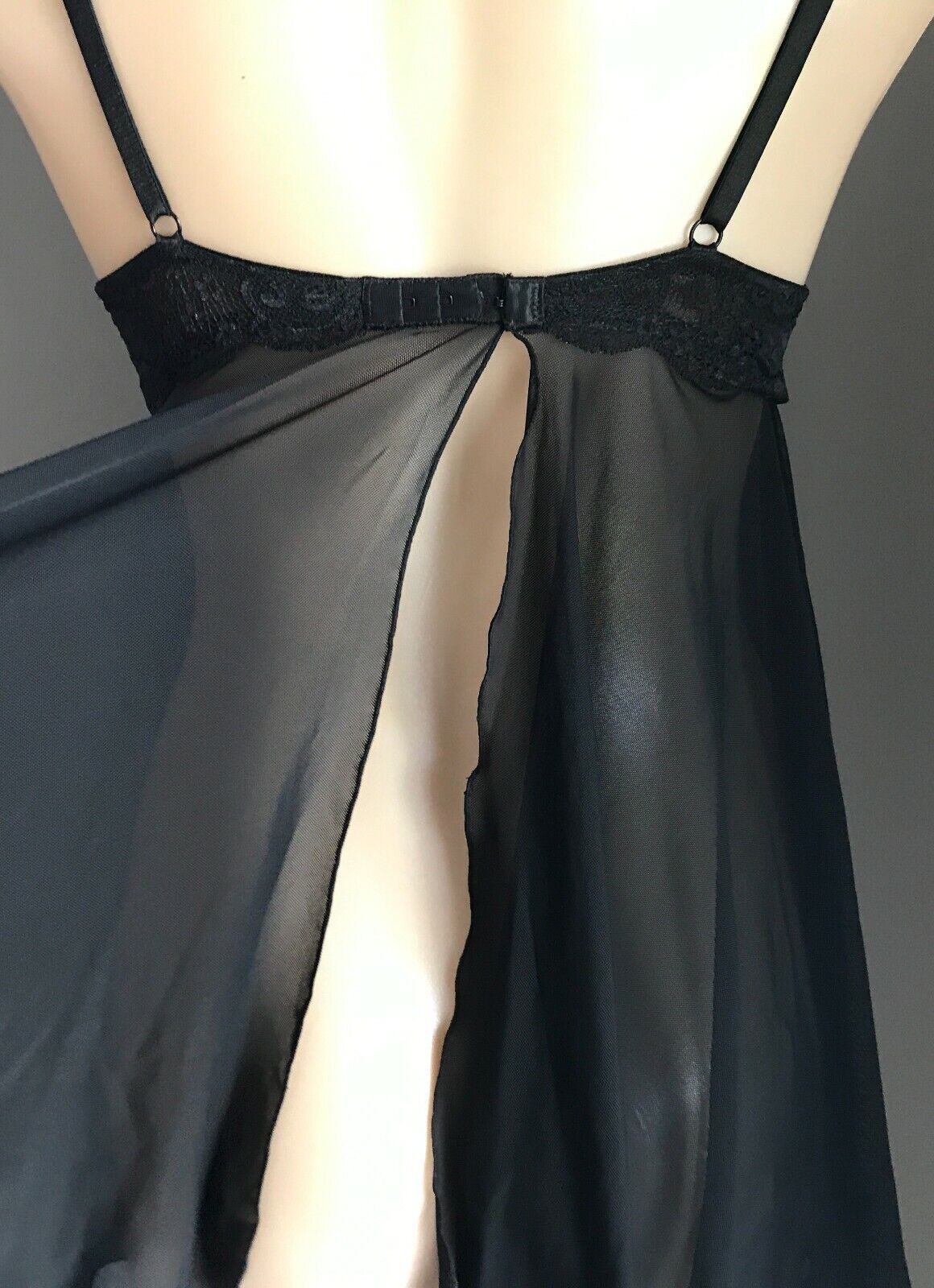 BRAS N THINGS "Larissa" Sexy Chemise Black Mesh Net Lace BabyDoll Lingerie 10 BC