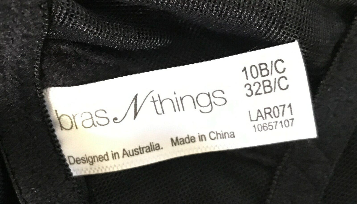 BRAS N THINGS "Larissa" Sexy Chemise Black Mesh Net Lace BabyDoll Lingerie 10 BC
