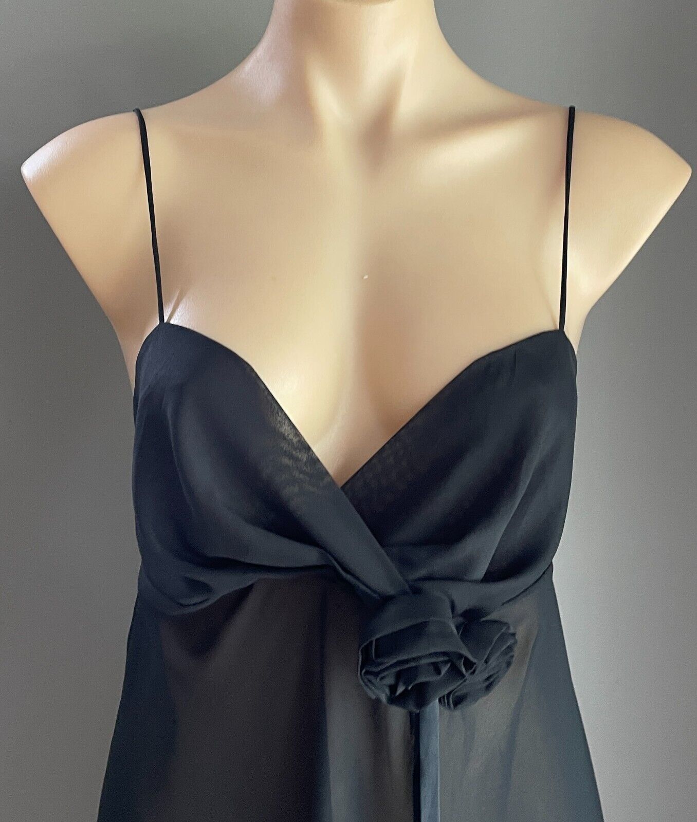 VANITA Sexy Chemise Black Sheer Cross Over Bust Floaty Size 3 AU 12 Lingerie