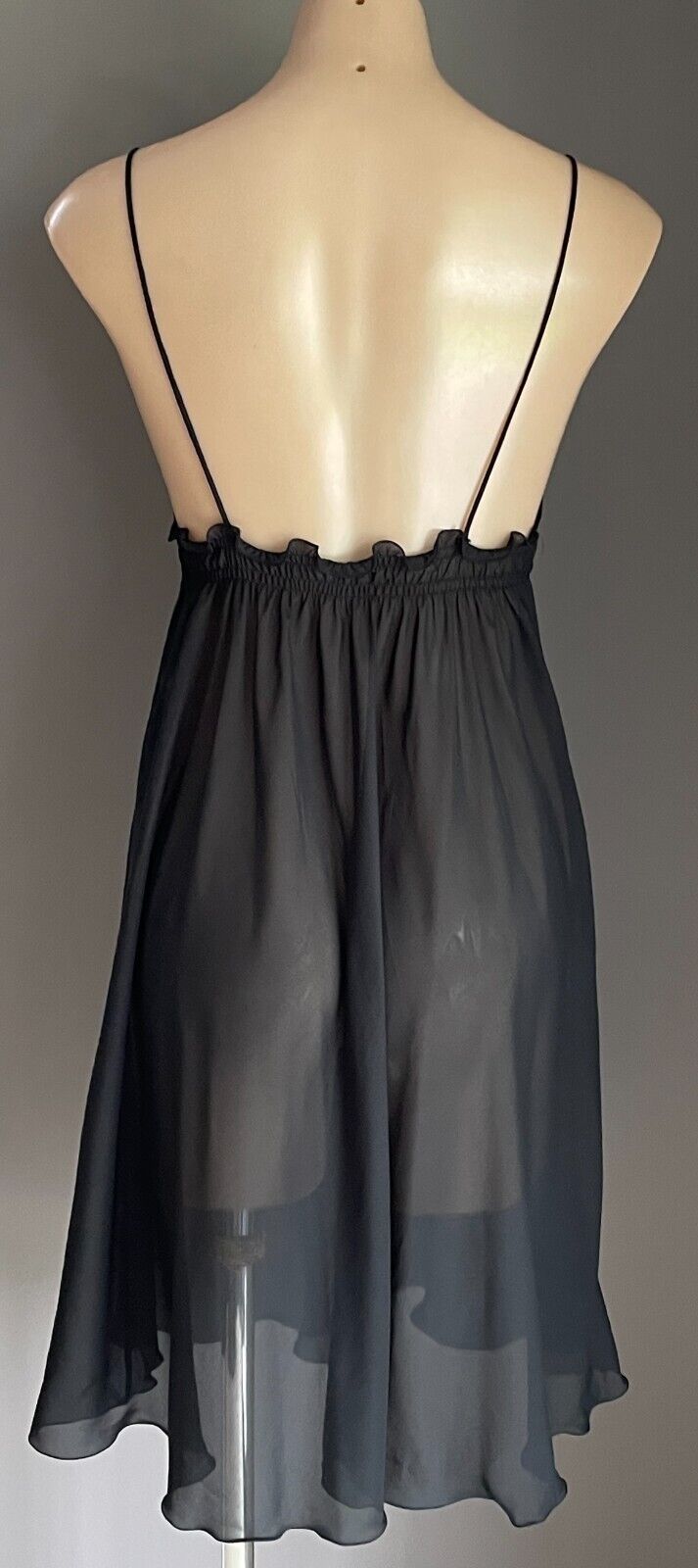 VANITA Sexy Chemise Black Sheer Cross Over Bust Floaty Size 3 AU 12 Lingerie
