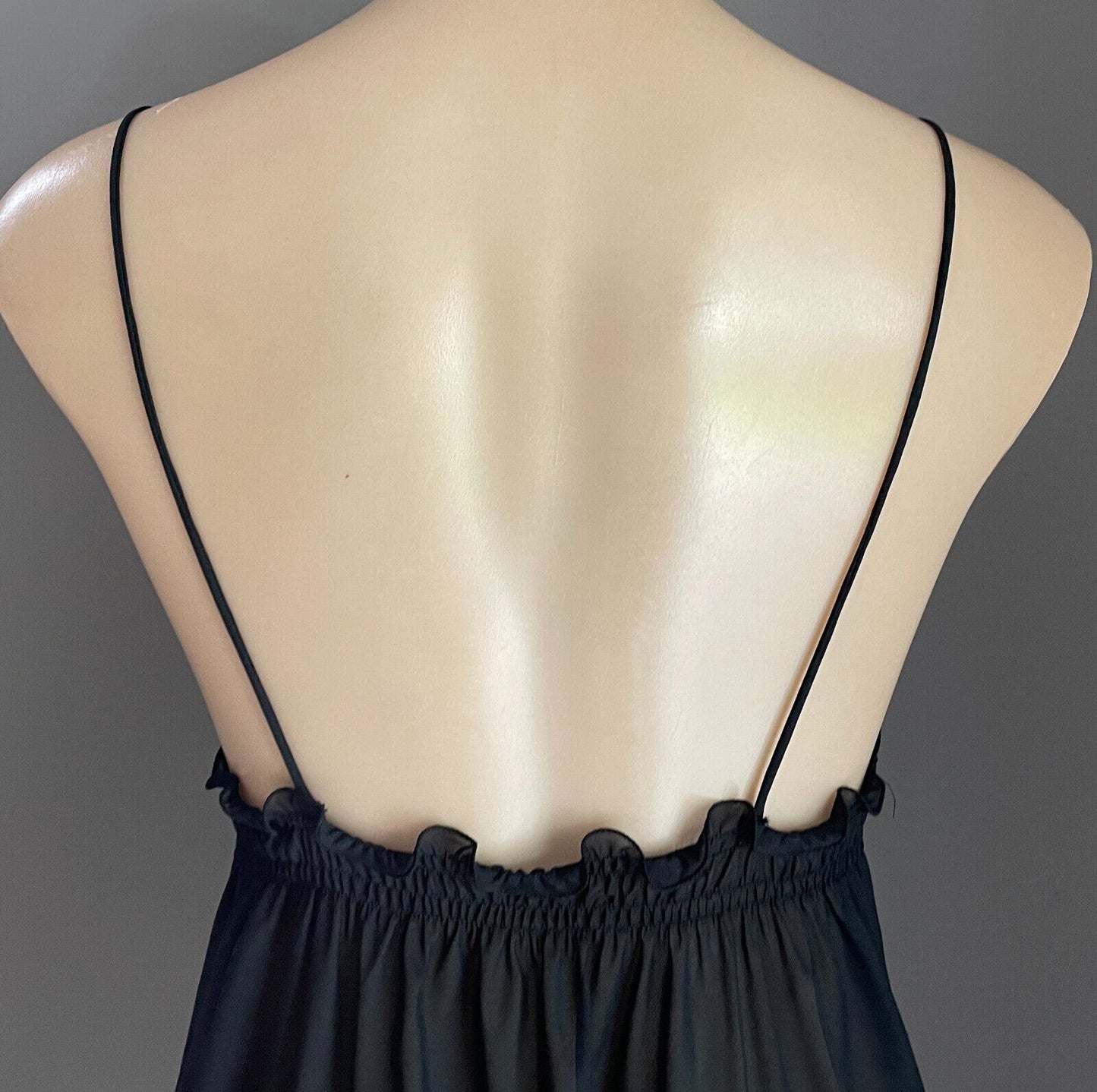 VANITA Sexy Chemise Black Sheer Cross Over Bust Floaty Size 3 AU 12 Lingerie