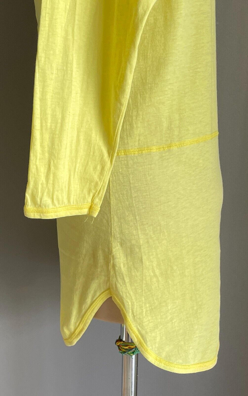 Vtg 70s FASHION WHISPERS Nightie Dress Yellow Long Sleeve Cotton Short Size 12