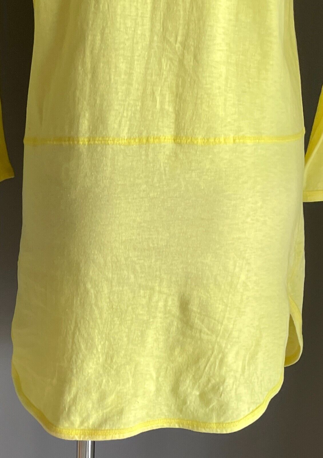 Vtg 70s FASHION WHISPERS Nightie Dress Yellow Long Sleeve Cotton Short Size 12