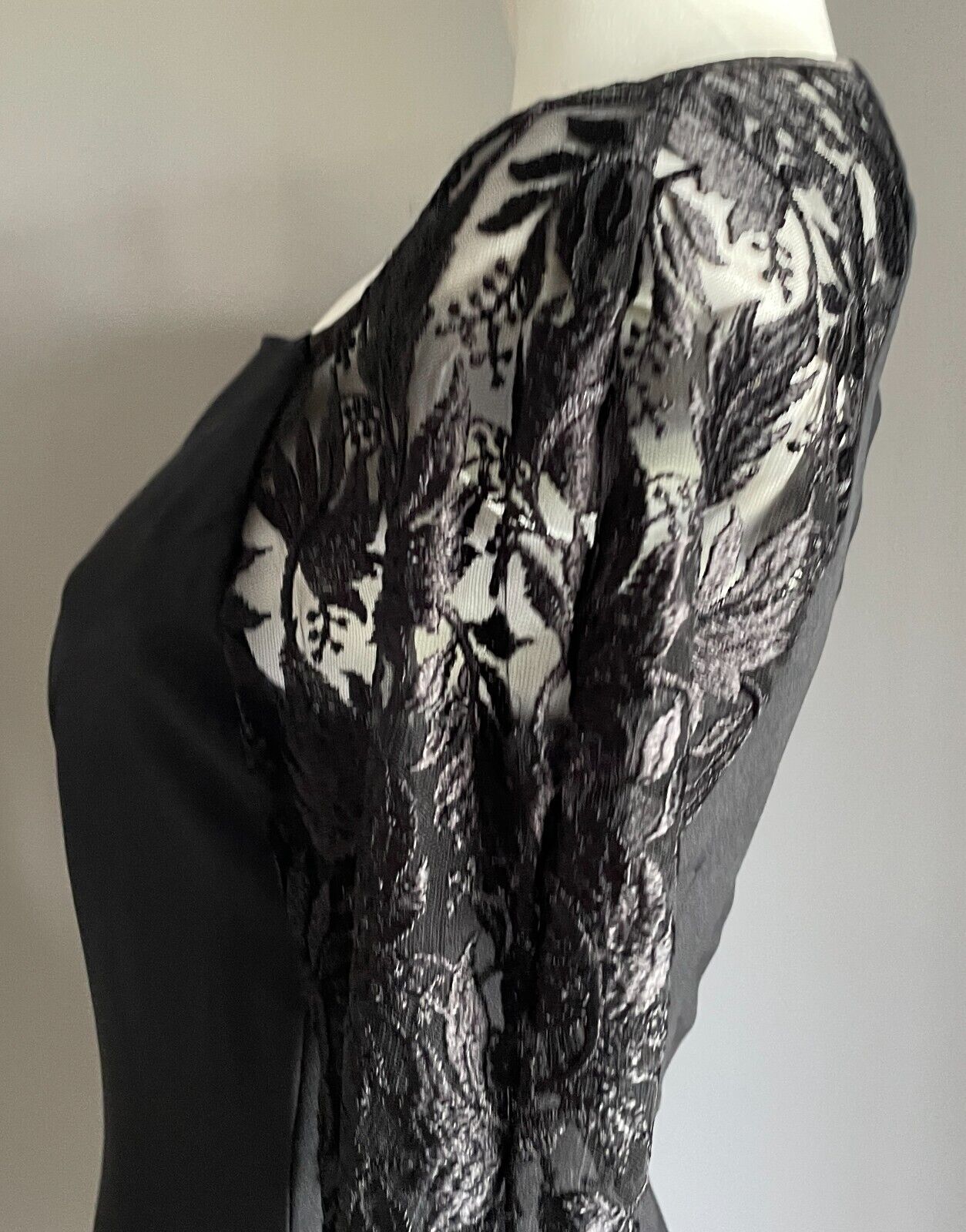 Sheath Dress Black Long Lace Handmade Sleeves Short Length Size 8