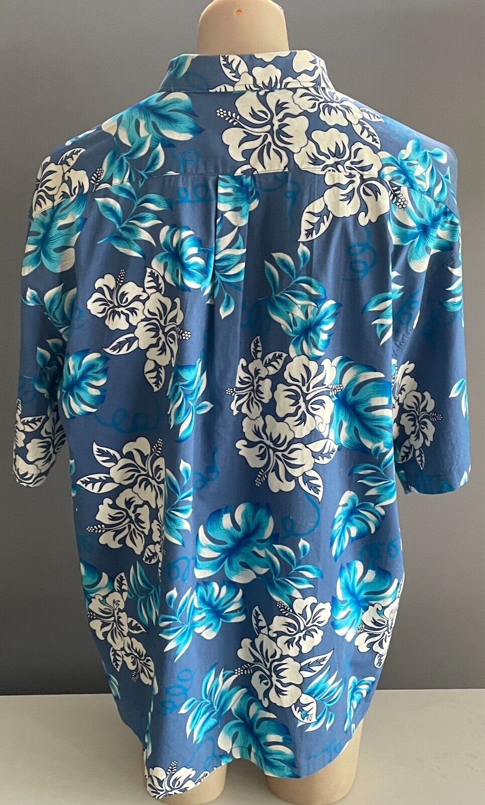 Mens 4XL KAU KAUWA Tropical Hawaiian Shirt Short Sleeve Blue White Black