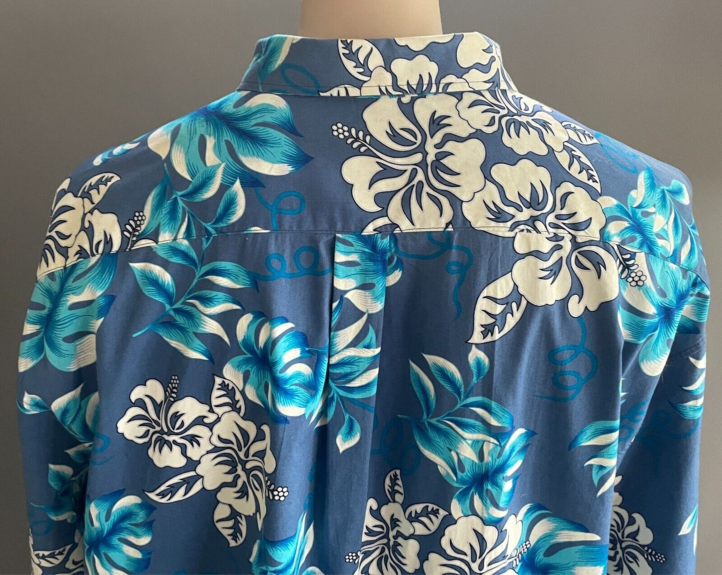 Mens 4XL KAU KAUWA Tropical Hawaiian Shirt Short Sleeve Blue White Black