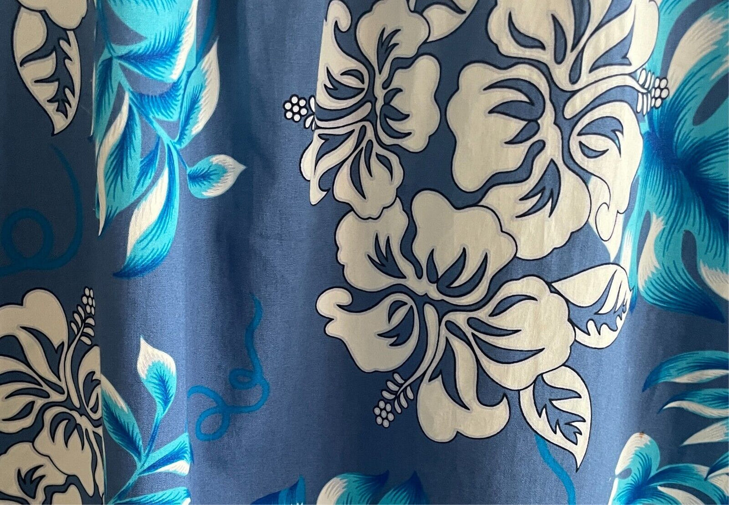 Mens 4XL KAU KAUWA Tropical Hawaiian Shirt Short Sleeve Blue White Black