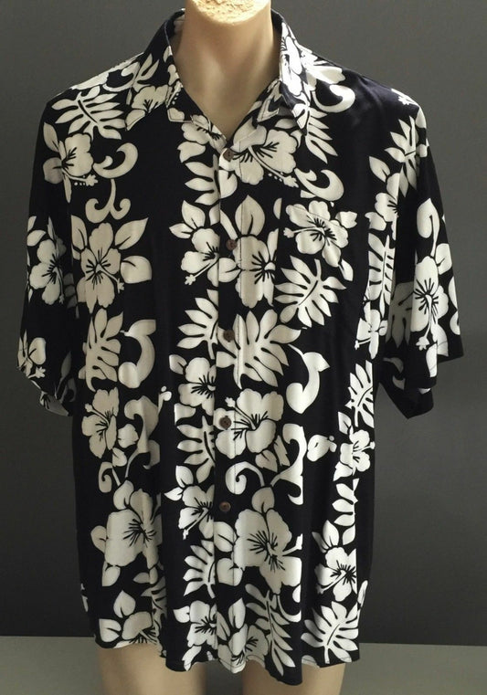 SARI ABADI Hawaiian Shirt Short Sleeve Party Hibiscus Flower Bali Mens XL NEW