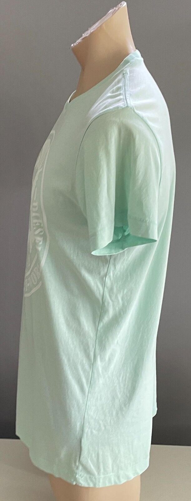 DIESEL Mens T-Shirt XL Mohawk Graphic Mint Green Motivation Tee Crew Neck NEW