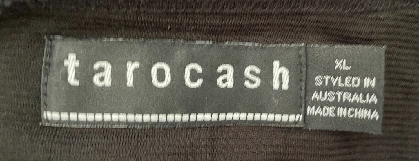 Mens T-Shirt XL TAROCASH Self Stripe Black Short Sleeve V-Neck Tee NEW