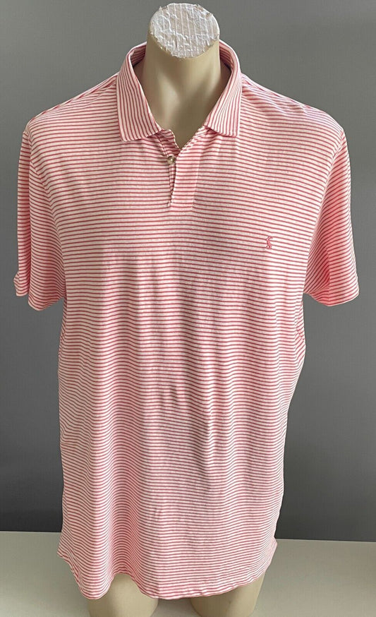JOULES Hatton Polo Shirt Mens XL Orange & White Stripe Short Sleeve NEW