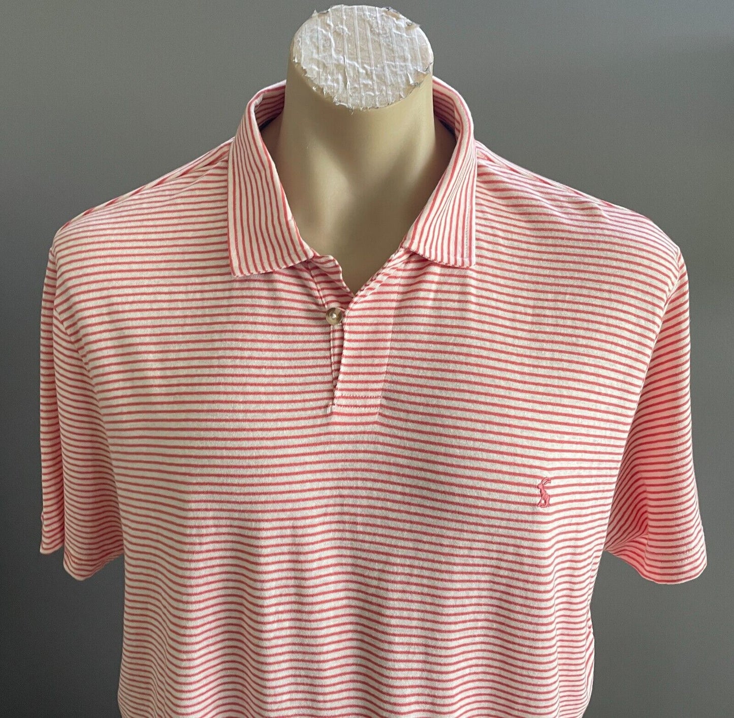 JOULES Hatton Polo Shirt Mens XL Orange & White Stripe Short Sleeve NEW