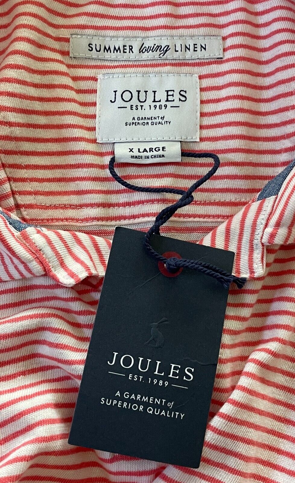 JOULES Hatton Polo Shirt Mens XL Orange & White Stripe Short Sleeve NEW