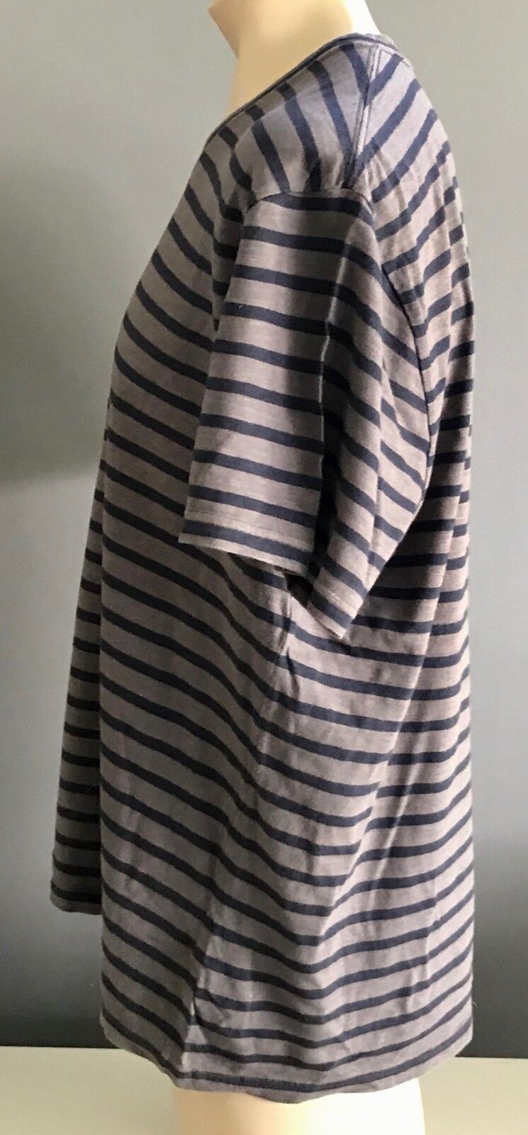 Mens T-Shirt XL COUNTRY ROAD Brown Navy Blue Stripe Short Sleeve Mens Tee Casual