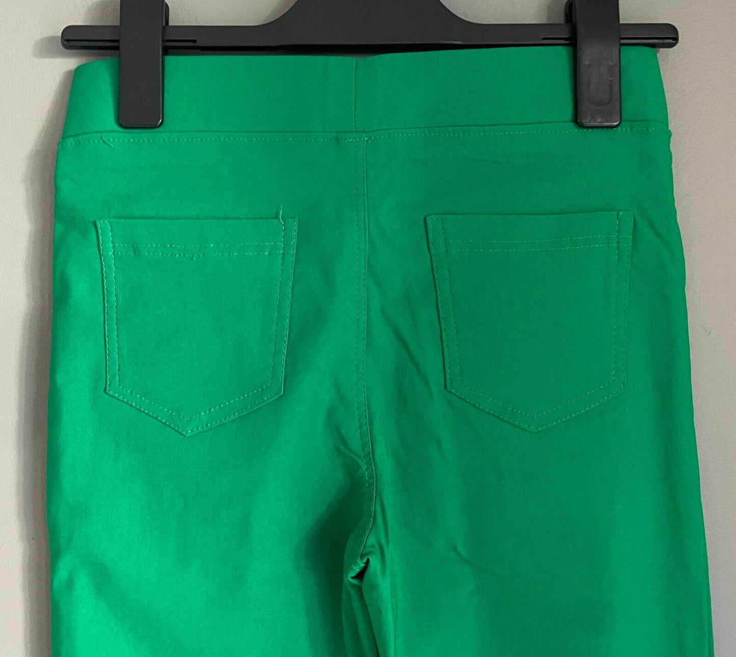 MISS HOTTY Bengaline Pants Bright Green Long Pull On Stretch Size L Waist 68cm