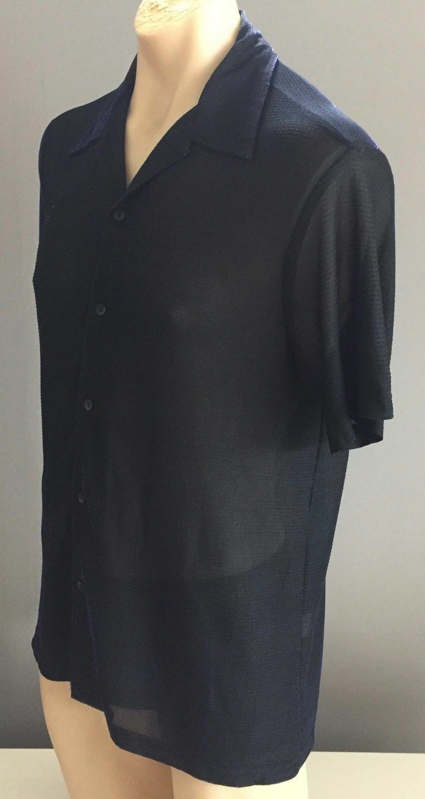 CLOSED Shirt Black Cobalt Blue Metallic Thread Size M 102cm 1980s Top Disco