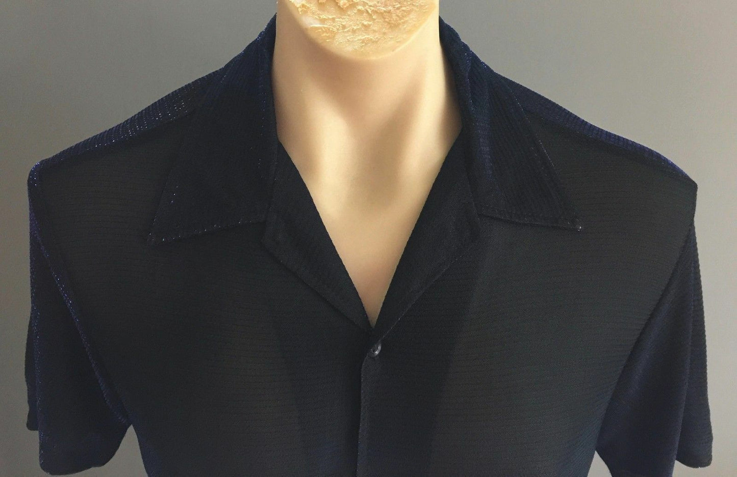 CLOSED Shirt Black Cobalt Blue Metallic Thread Size M 102cm 1980s Top Disco