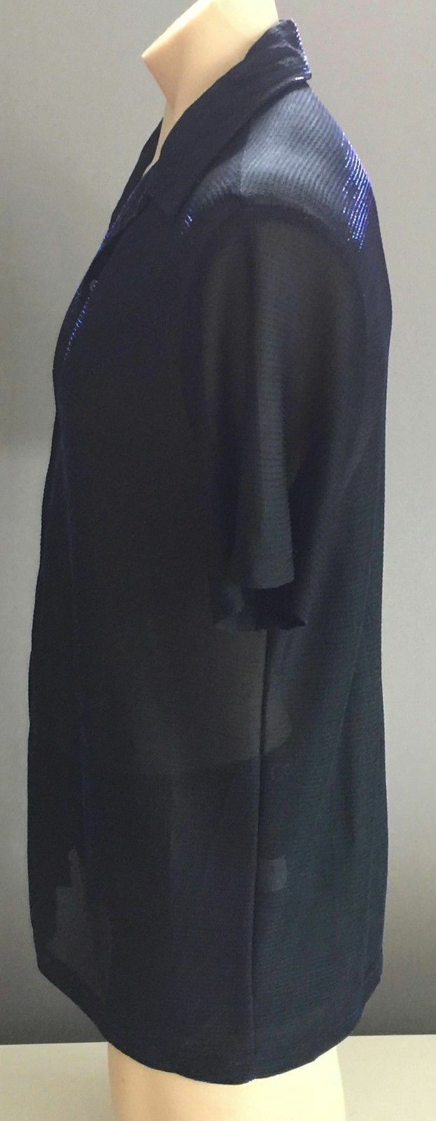 CLOSED Shirt Black Cobalt Blue Metallic Thread Size M 102cm 1980s Top Disco