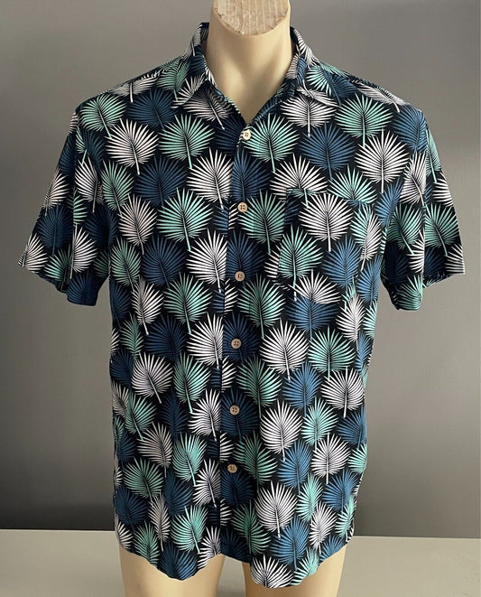 KG KINGSTON GRANGE Shirt Short Sleeve Bamboo Cotton Size XS Chest 112cm Palm NEW