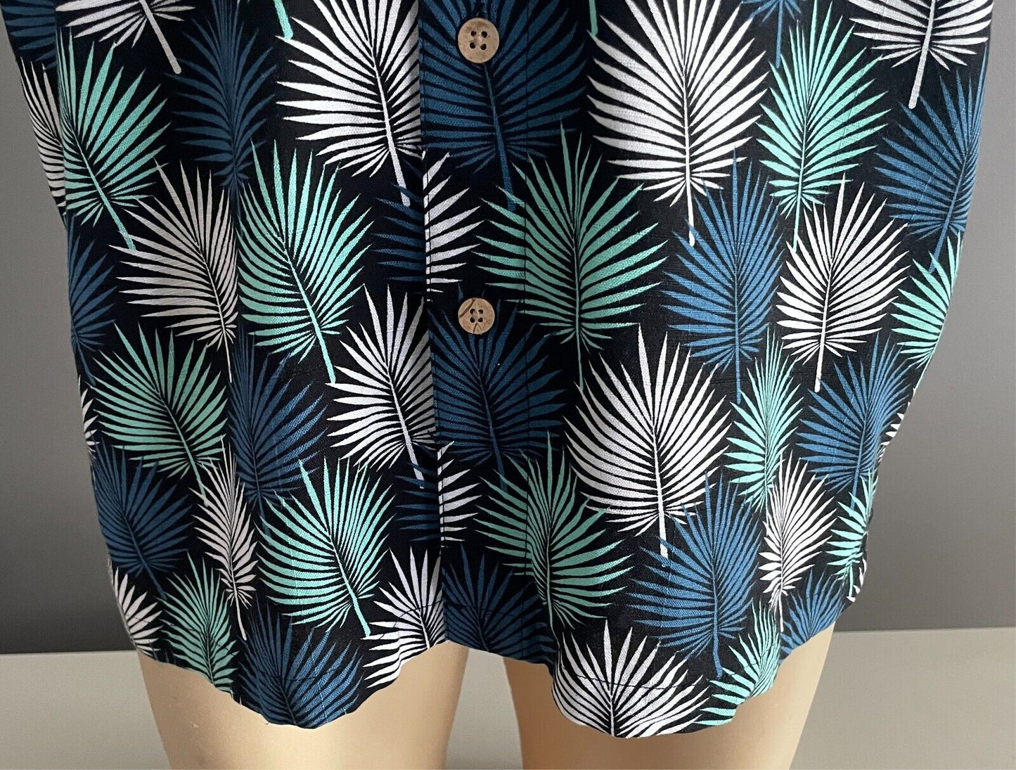KG KINGSTON GRANGE Shirt Short Sleeve Bamboo Cotton Size XS Chest 112cm Palm NEW