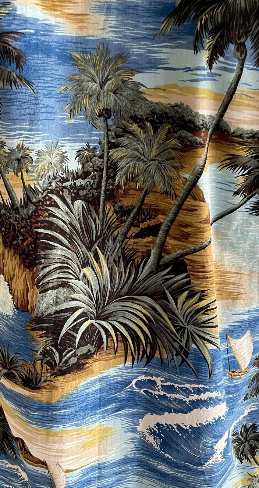 ALOHA REPUBLIC Hawaiian Shirt Short Sleeve Blue Brown Hawaii Island USA Size S