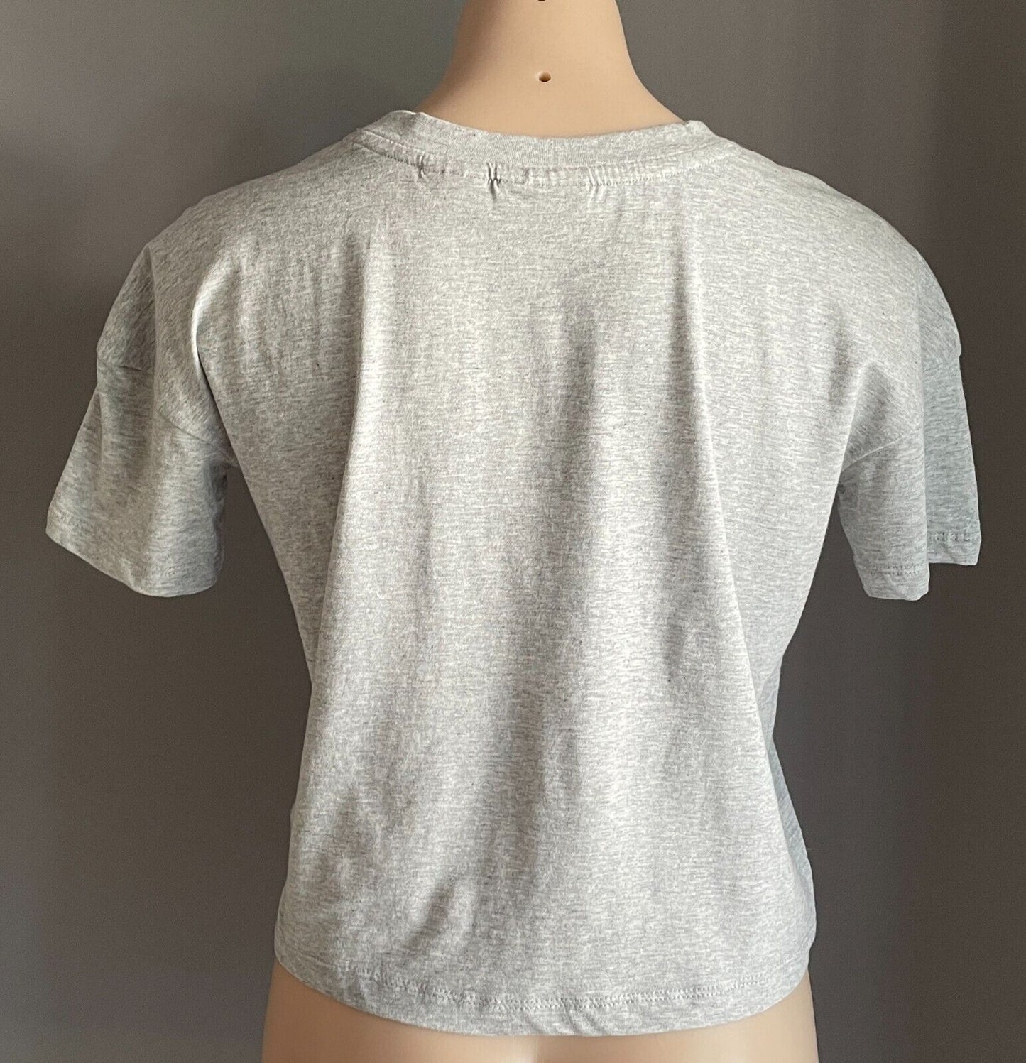 FILA T-Shirt Grey Marl Navy Red Sh/Sleeve Crop Top Logo Ladies Size XS 10 12 NEW