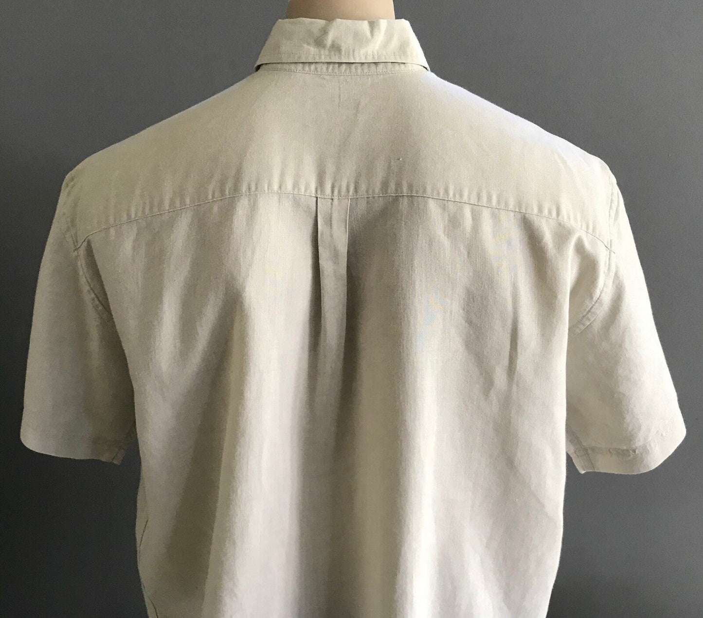 TRENCH Short Sleeve Shirt Beige Linen Cotton Blend Mens Size S M 130cm Chest