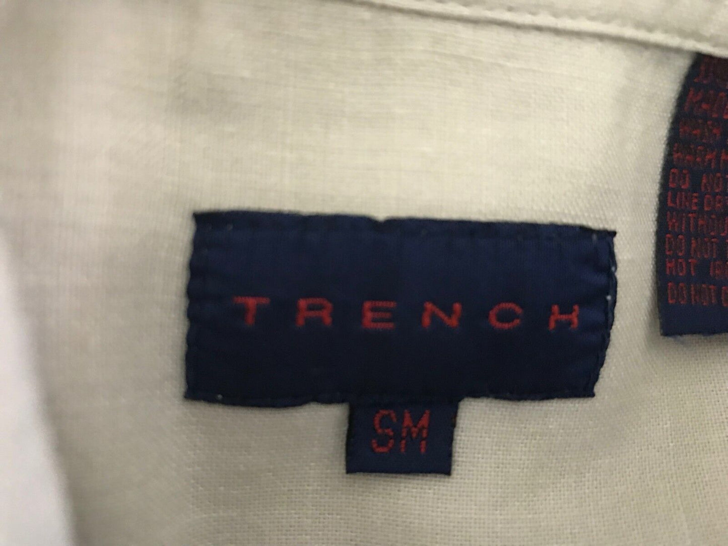 TRENCH Short Sleeve Shirt Beige Linen Cotton Blend Mens Size S M 130cm Chest