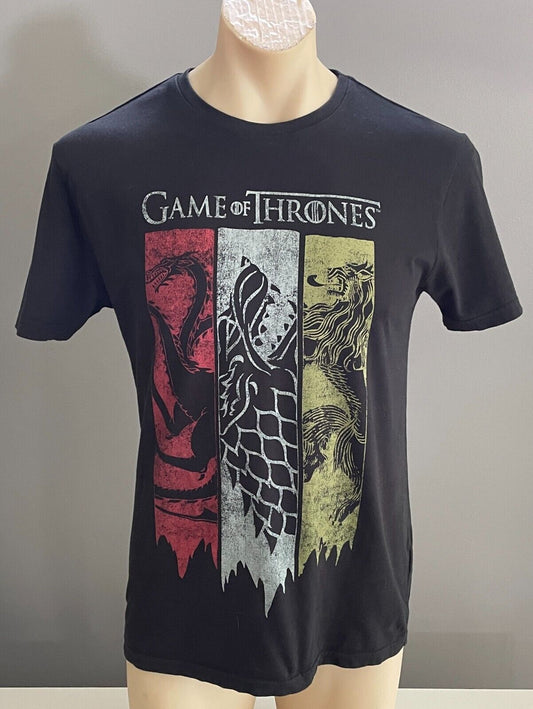 GAME OF THRONES Black T-Shirt Short Sleeve With Print Size XS Chest 102cm Unisex