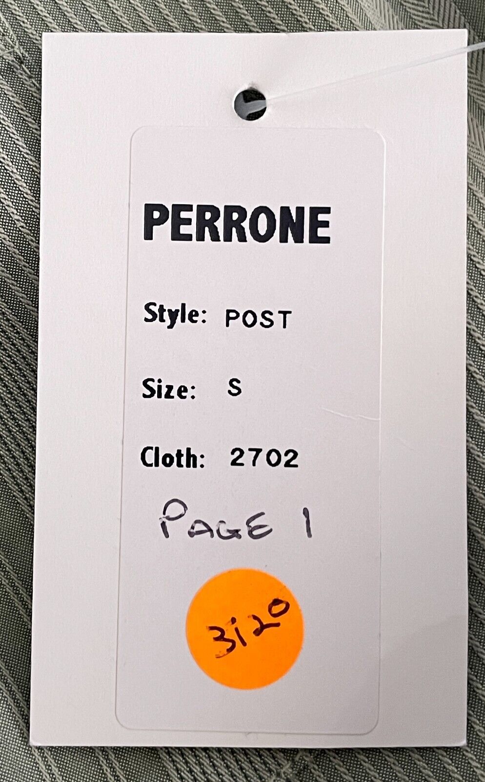 PERRONE Shirt Short Sleeve Light Green Textured Fabric Size S 110 Chest NEW