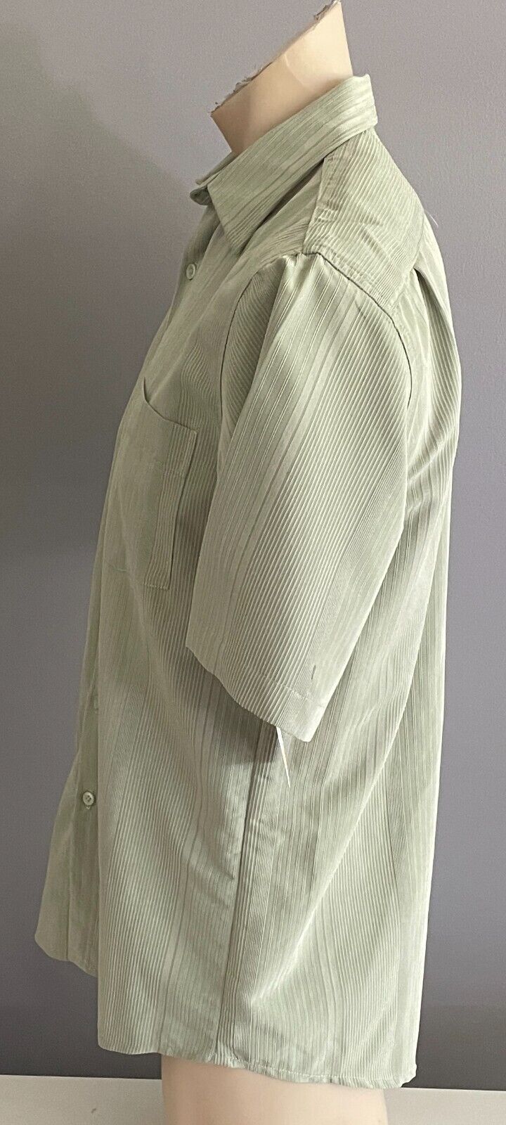 PERRONE Shirt Short Sleeve Light Green Textured Fabric Size S 110 Chest NEW