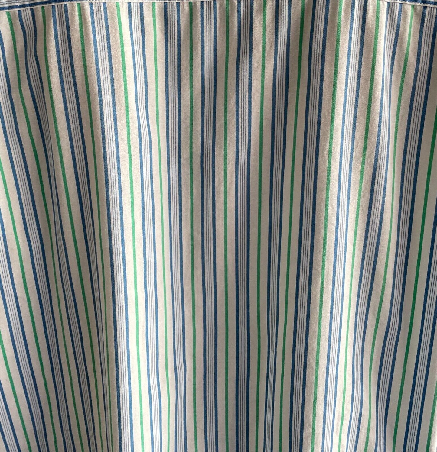 Mens LONGUE DISTANCE Short Sleeve Button Up Shirt White Blue Green Stripe Size L