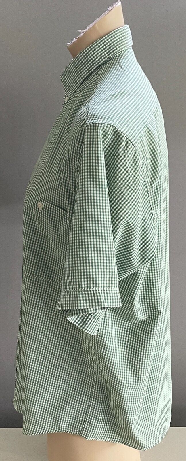 GANTON TOWN & COUNTRY OXFORD BLUES Shirt Green & White Check Mens  Size L 126cm