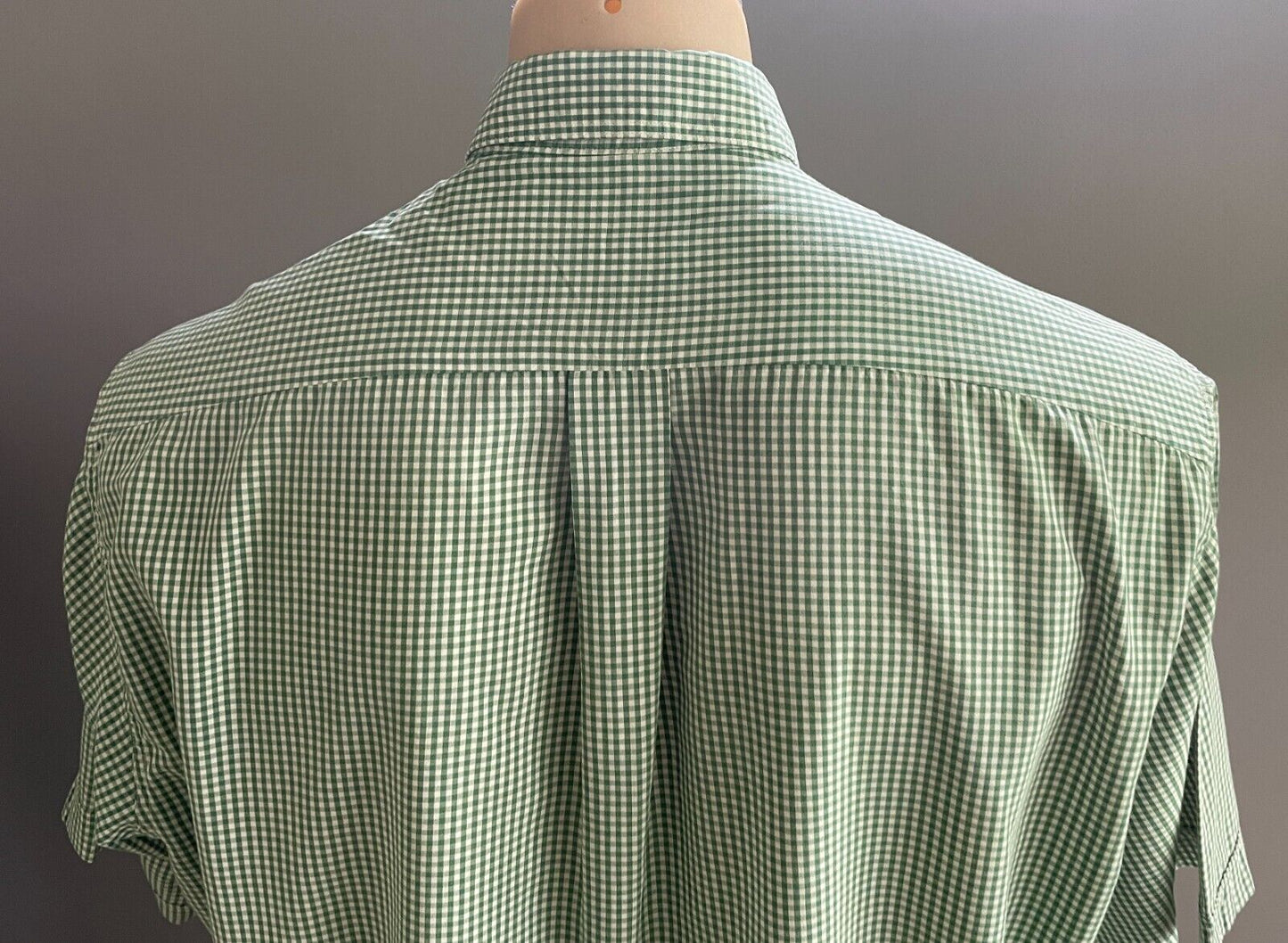 GANTON TOWN & COUNTRY OXFORD BLUES Shirt Green & White Check Mens  Size L 126cm