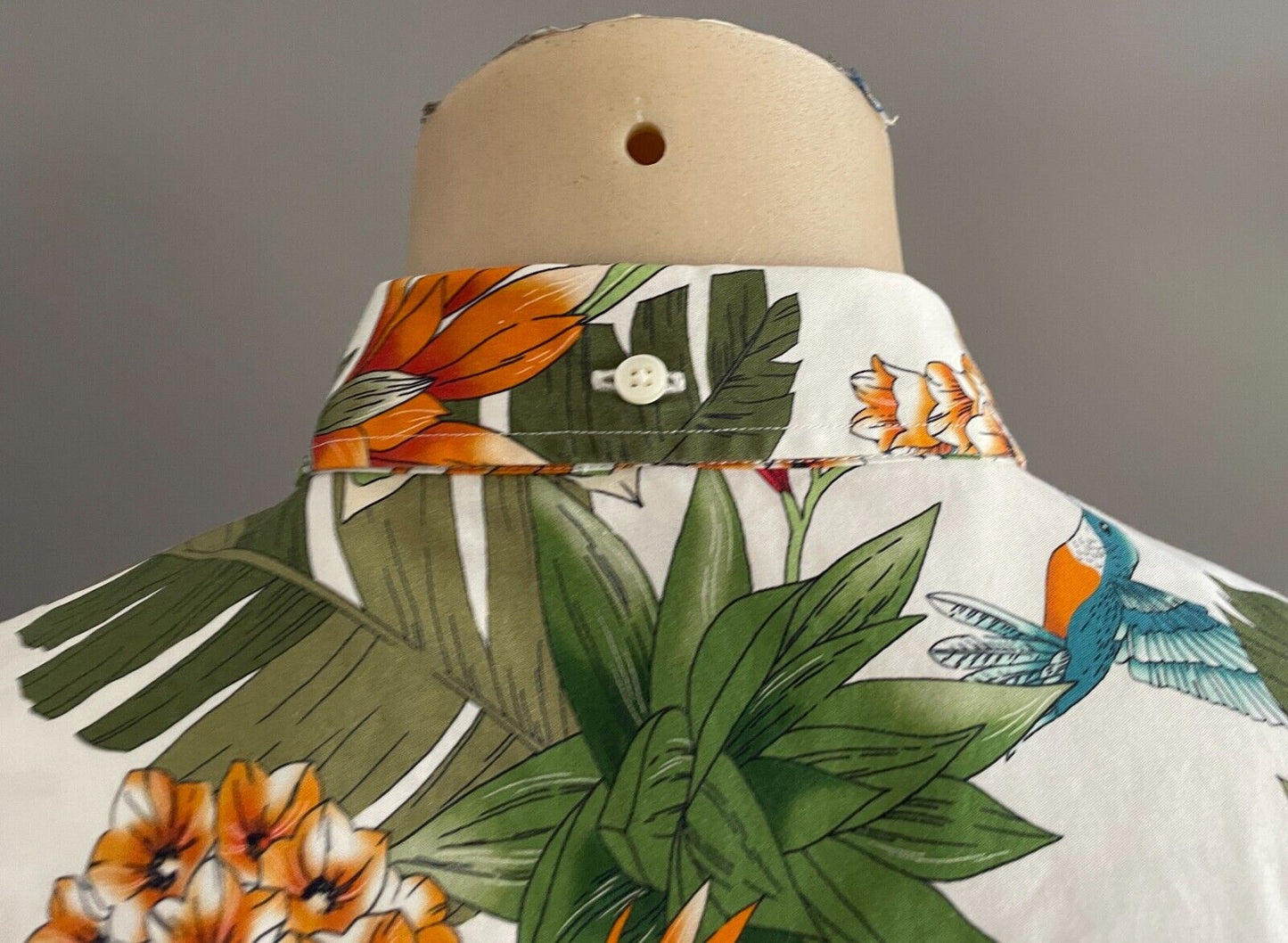 GANT Shirt Short Sleeve Colourful Garden Hummingbird Mens Size L 41 42 Regular