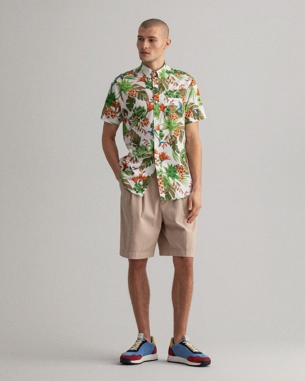 GANT Shirt Short Sleeve Colourful Garden Hummingbird Mens Size L 41 42 Regular