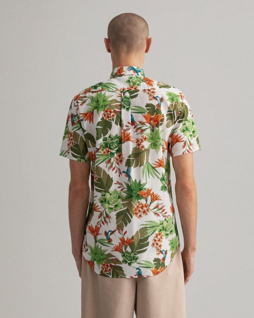 GANT Shirt Short Sleeve Colourful Garden Hummingbird Mens Size L 41 42 Regular