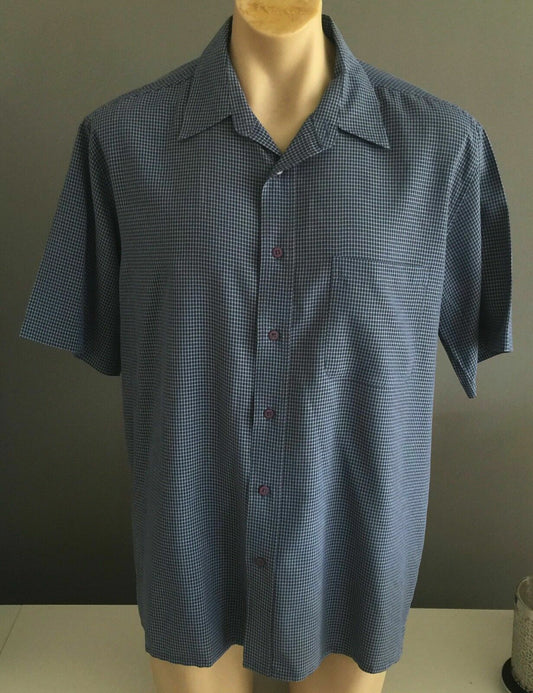 EIGHTY EIGHT Check Shirt Short Sleeve Blue & White Mens Size L 117cm NEW