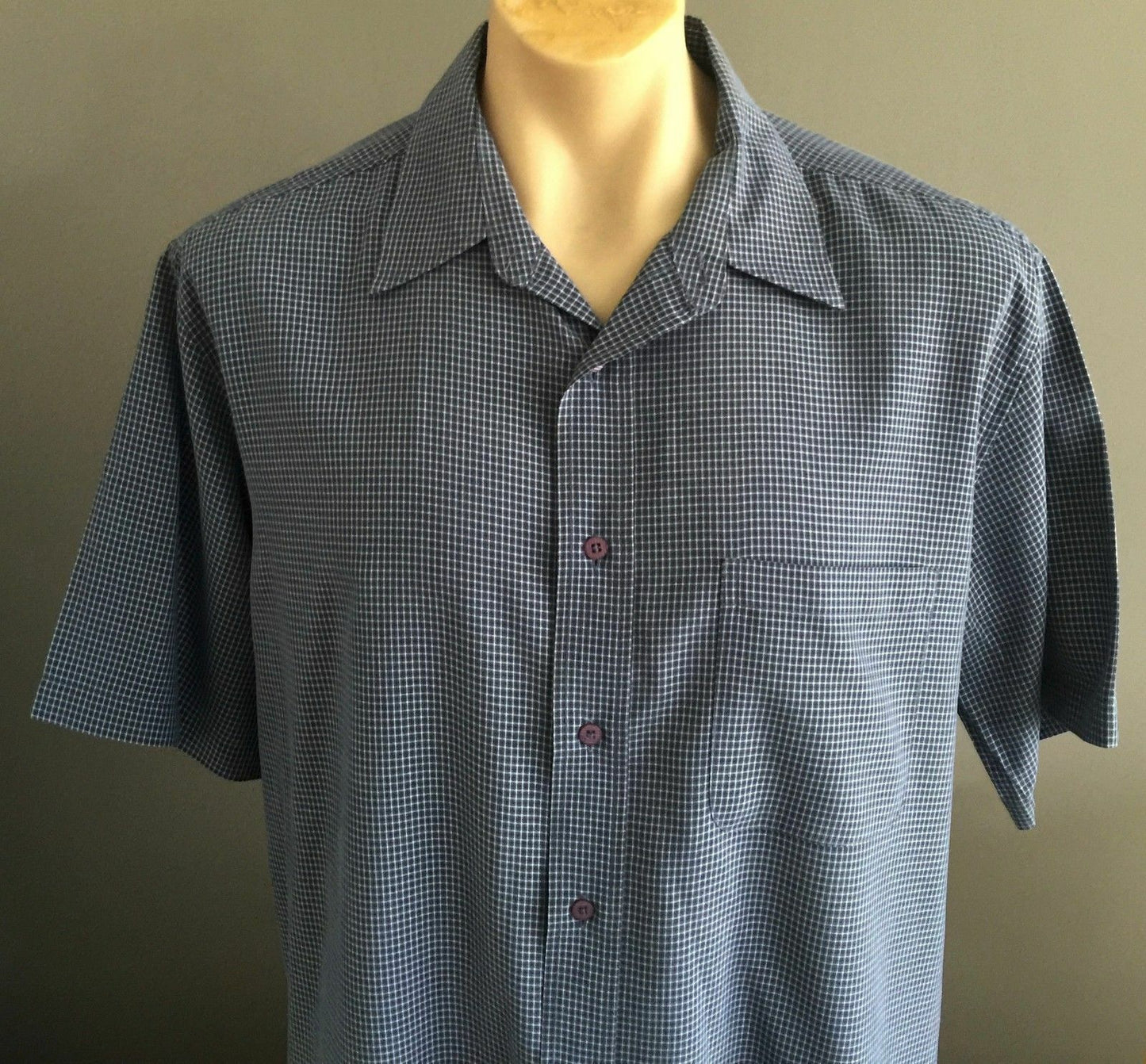 EIGHTY EIGHT Check Shirt Short Sleeve Blue & White Mens Size L 117cm NEW
