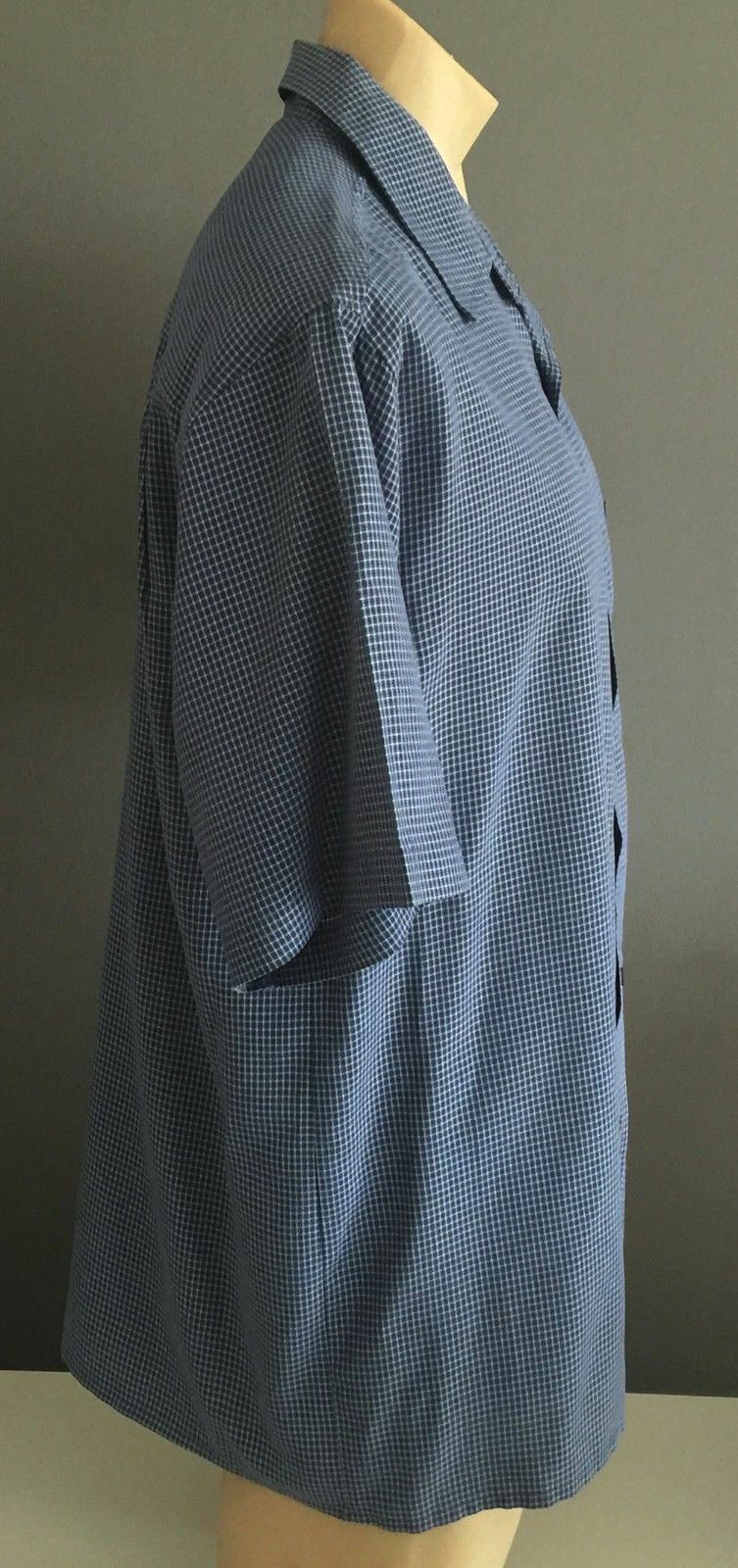 EIGHTY EIGHT Check Shirt Short Sleeve Blue & White Mens Size L 117cm NEW