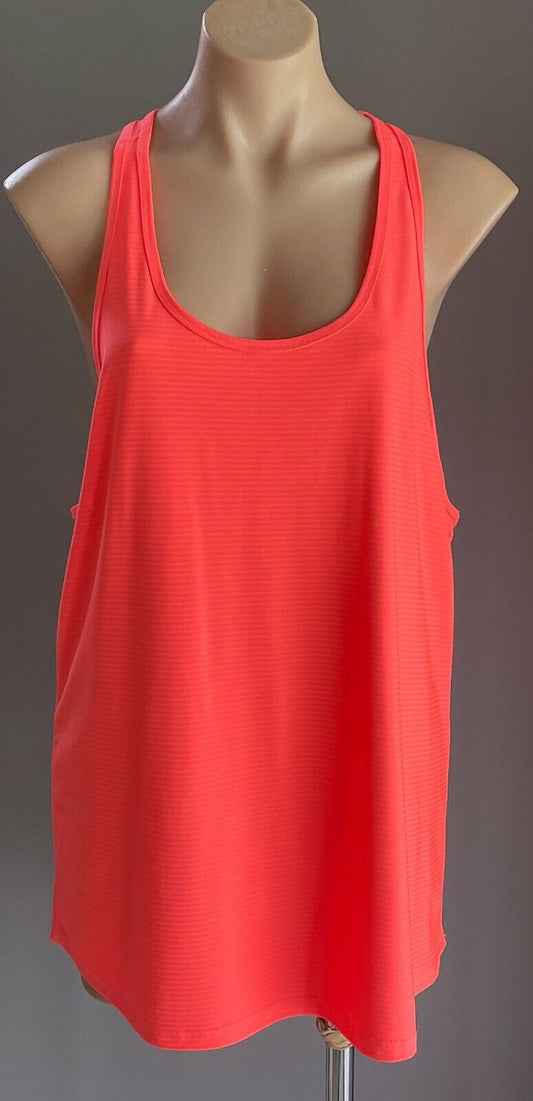 ACTIVE & CO Tank Top Coral Sleeveless Self Stripe Racer Back Singlet Size 16 NEW